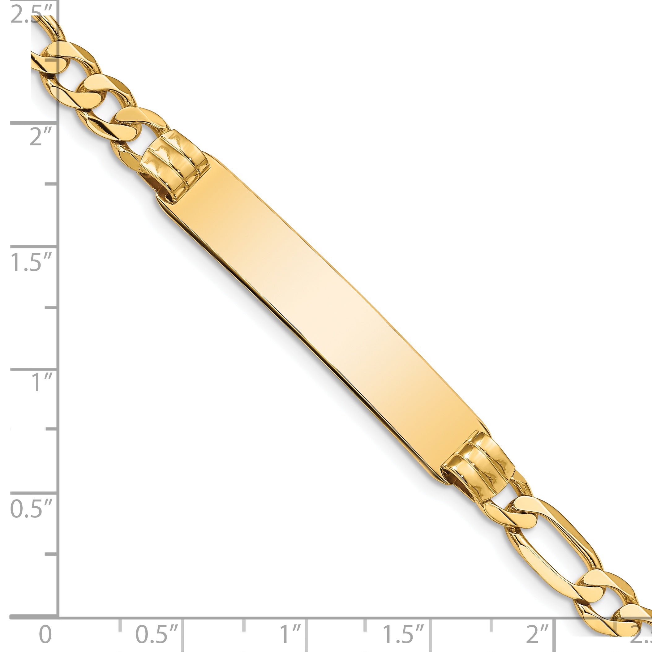 14k Polished Solid Chain/Solid Plate Figaro Link 39x8mm Plate8 inch ID Bracelet