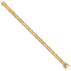 14K 9 inch 8mm Hand Polished Curb Link with Box Catch Clasp Bracelet