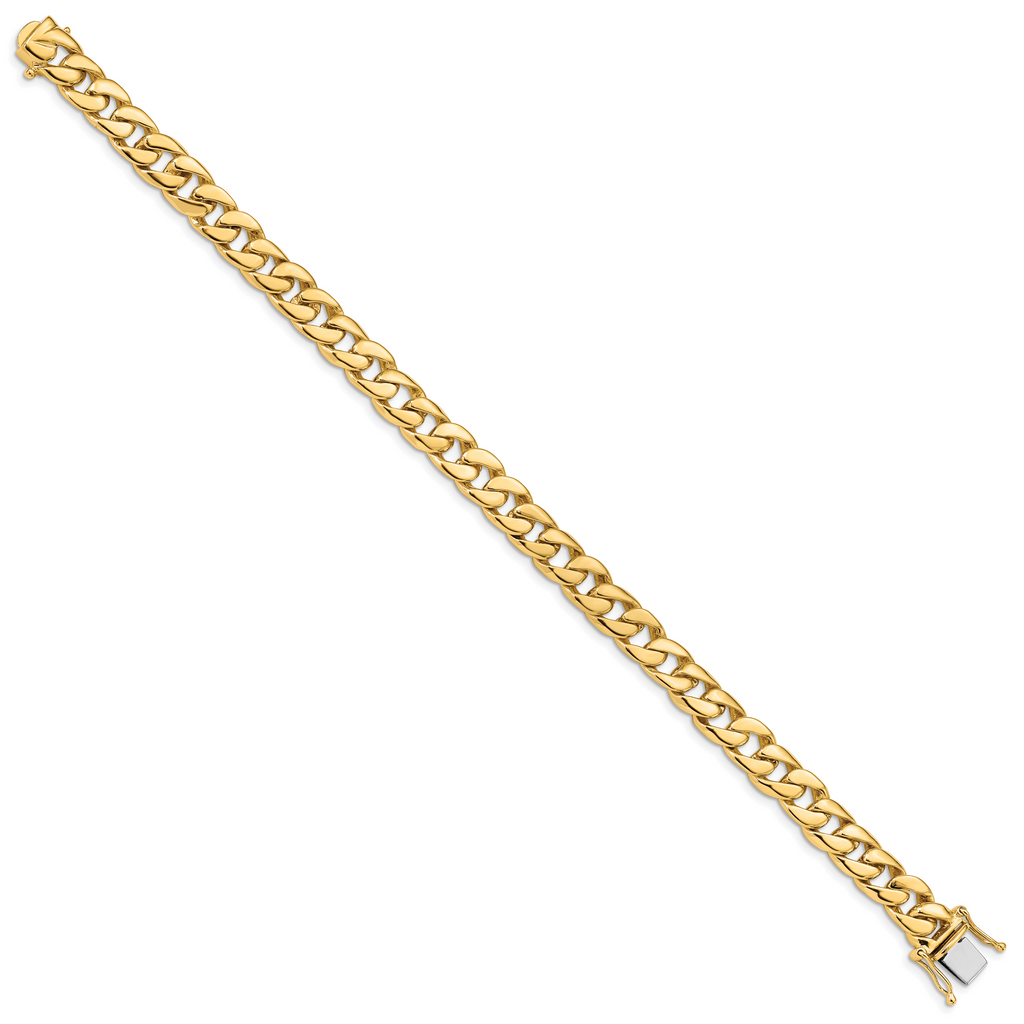 14K 8mm Hand Polished Curb Link with Box Catch Clasp Bracelet