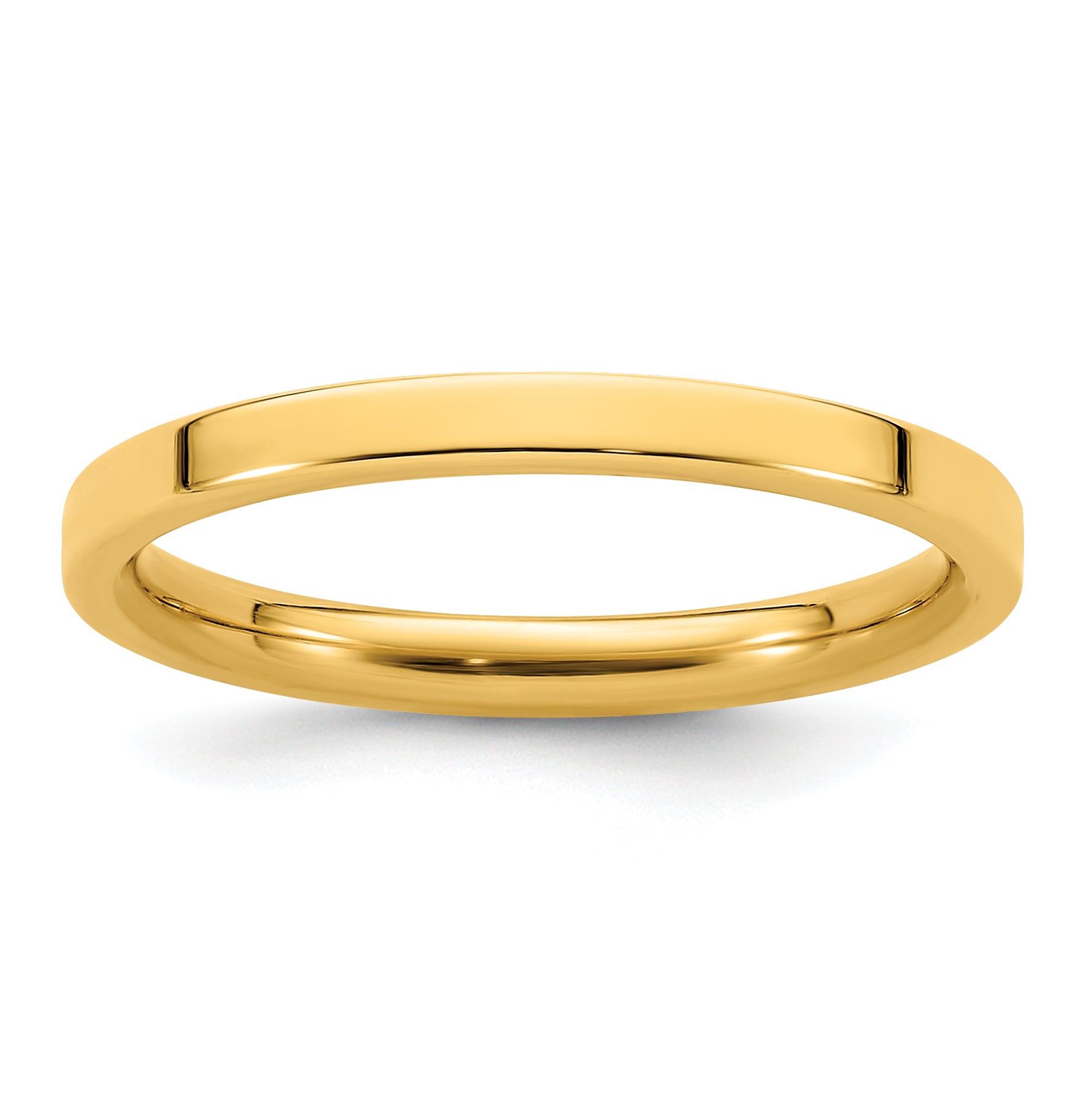 14k Yellow Gold 2mm Standard Weight Flat Comfort Fit Wedding Band