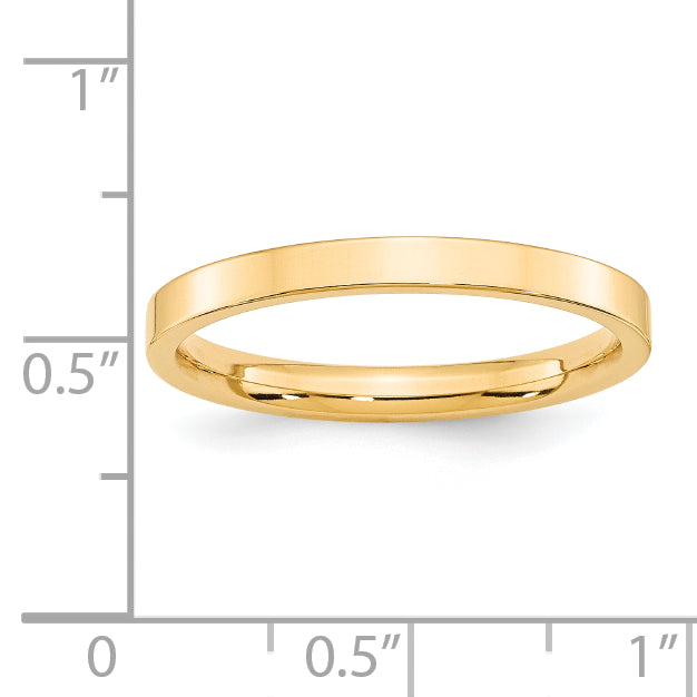 14k Yellow Gold 2.5mm Standard Weight Flat Comfort Fit Wedding Band Size 14