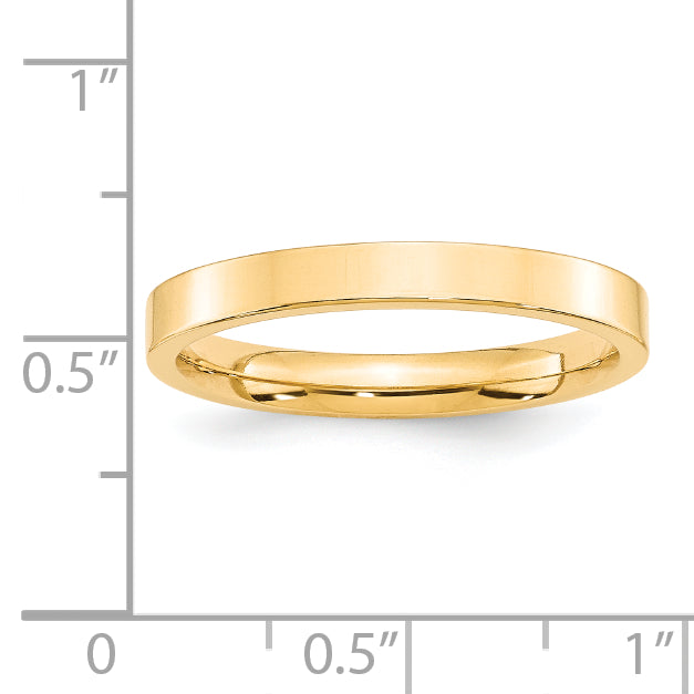 14k Yellow Gold 3mm Standard Weight Flat Comfort Fit Wedding Band Size 14