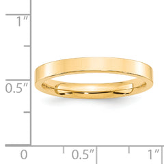 14k Yellow Gold 3mm Standard Weight Flat Comfort Fit Wedding Band Size 14