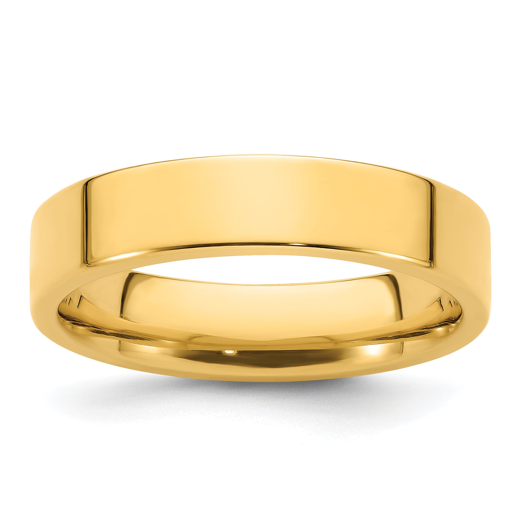 14k Yellow Gold 5mm Standard Weight Flat Comfort Fit Wedding Band
