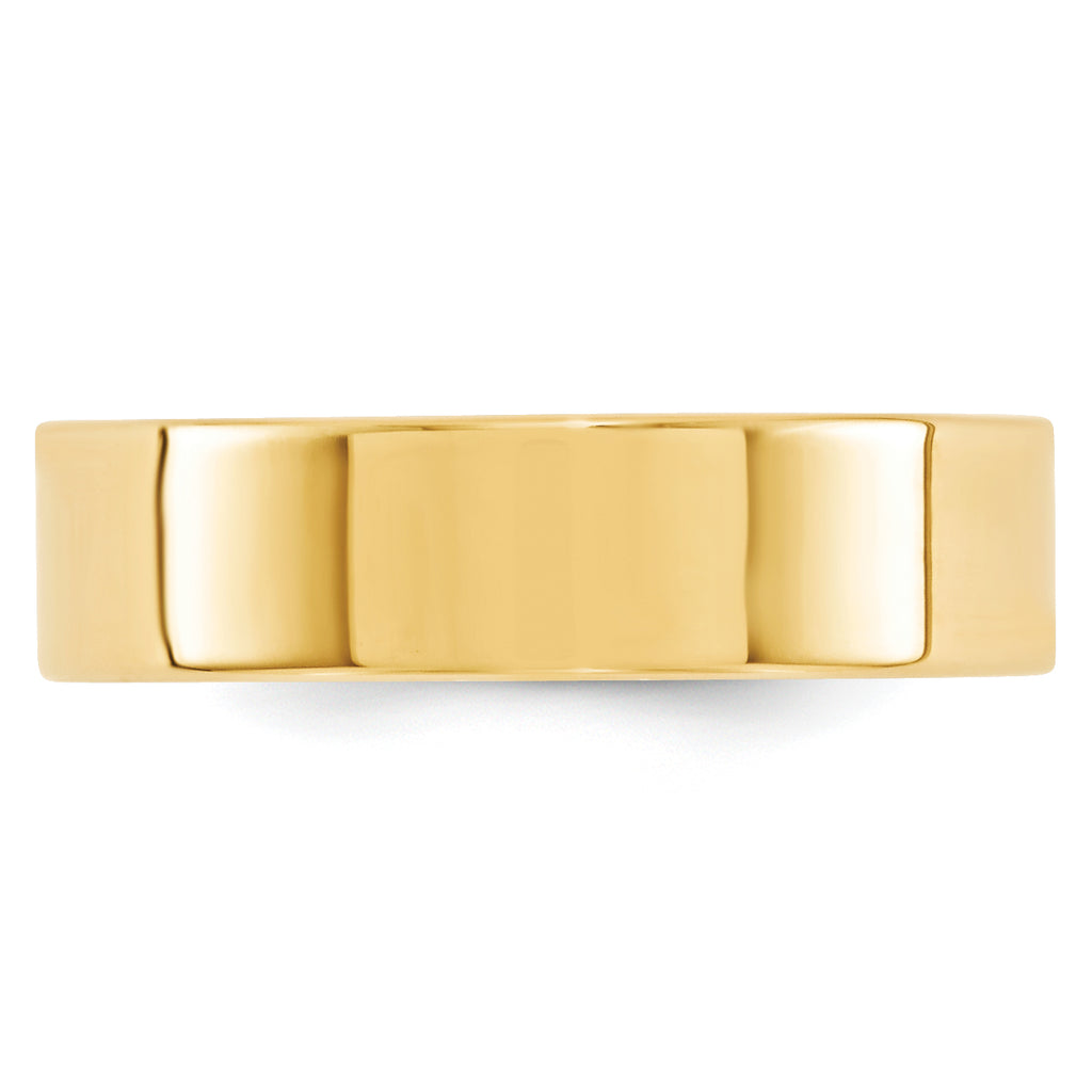 14k Yellow Gold 6mm Standard Weight Flat Comfort Fit Wedding Band
