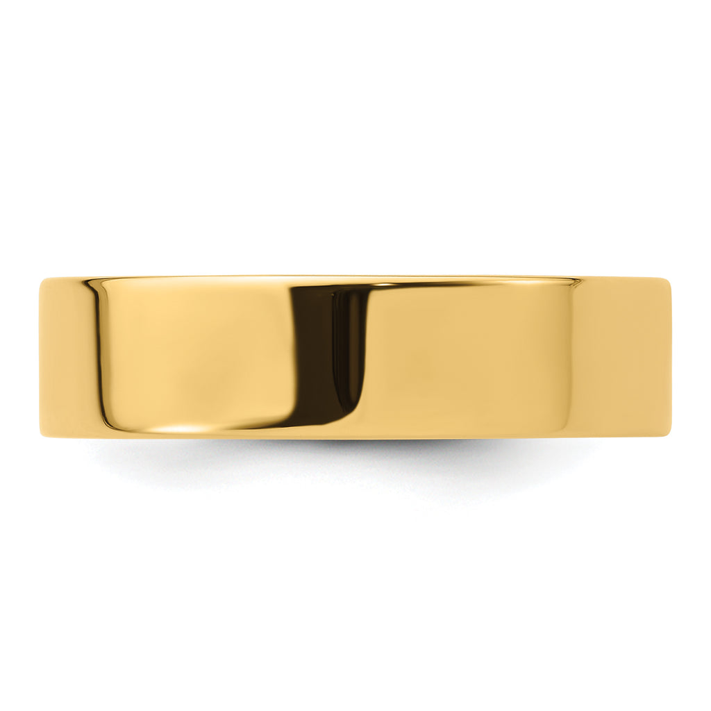 14k Yellow Gold 6mm Standard Weight Flat Comfort Fit Wedding Band