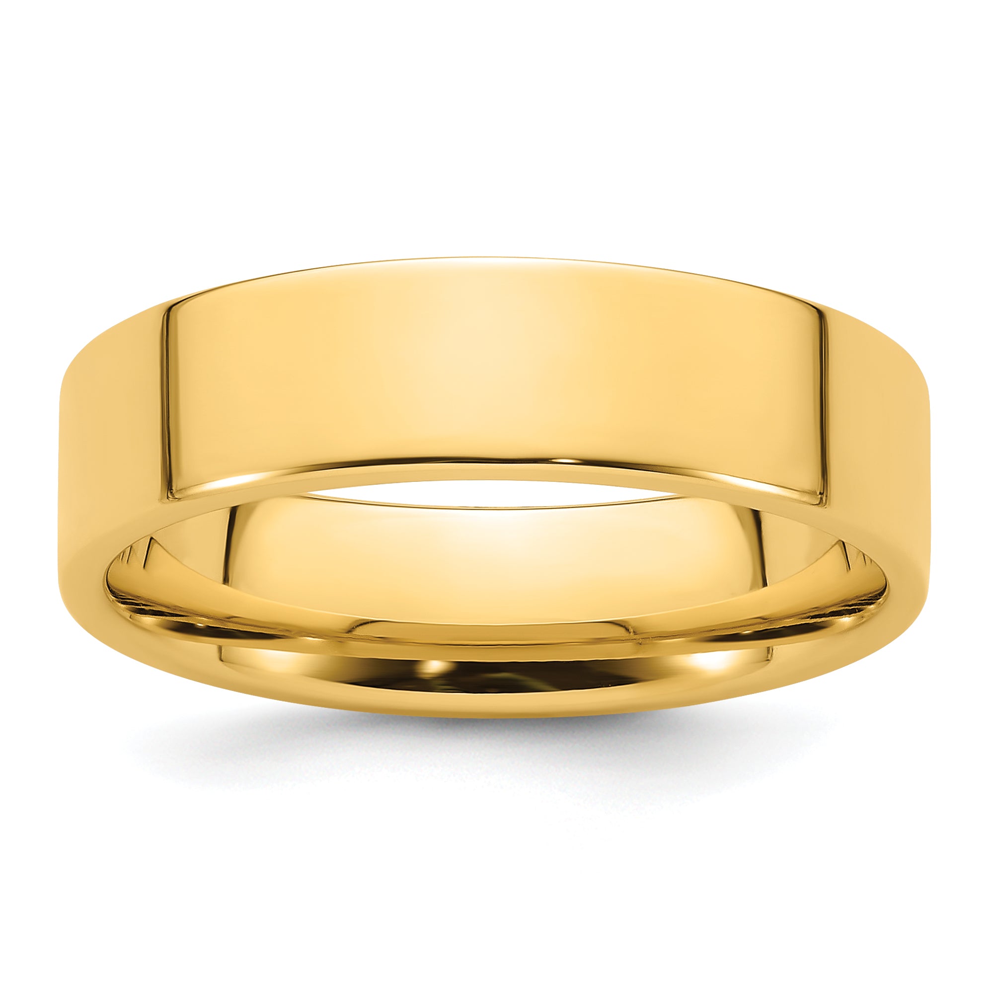 14K Yellow Gold Flat Comfort-Fit Wedding Band 6mm