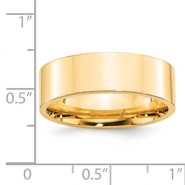 14k Yellow Gold 7mm Standard Weight Flat Comfort Fit Wedding Band