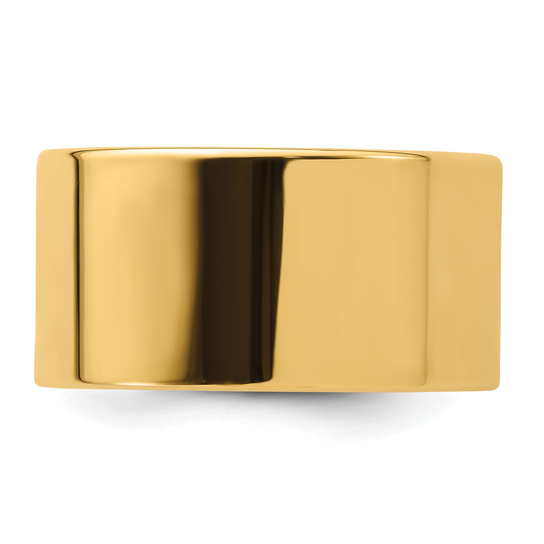 14k Yellow Gold 12mm Standard Weight Flat Comfort Fit Wedding Band