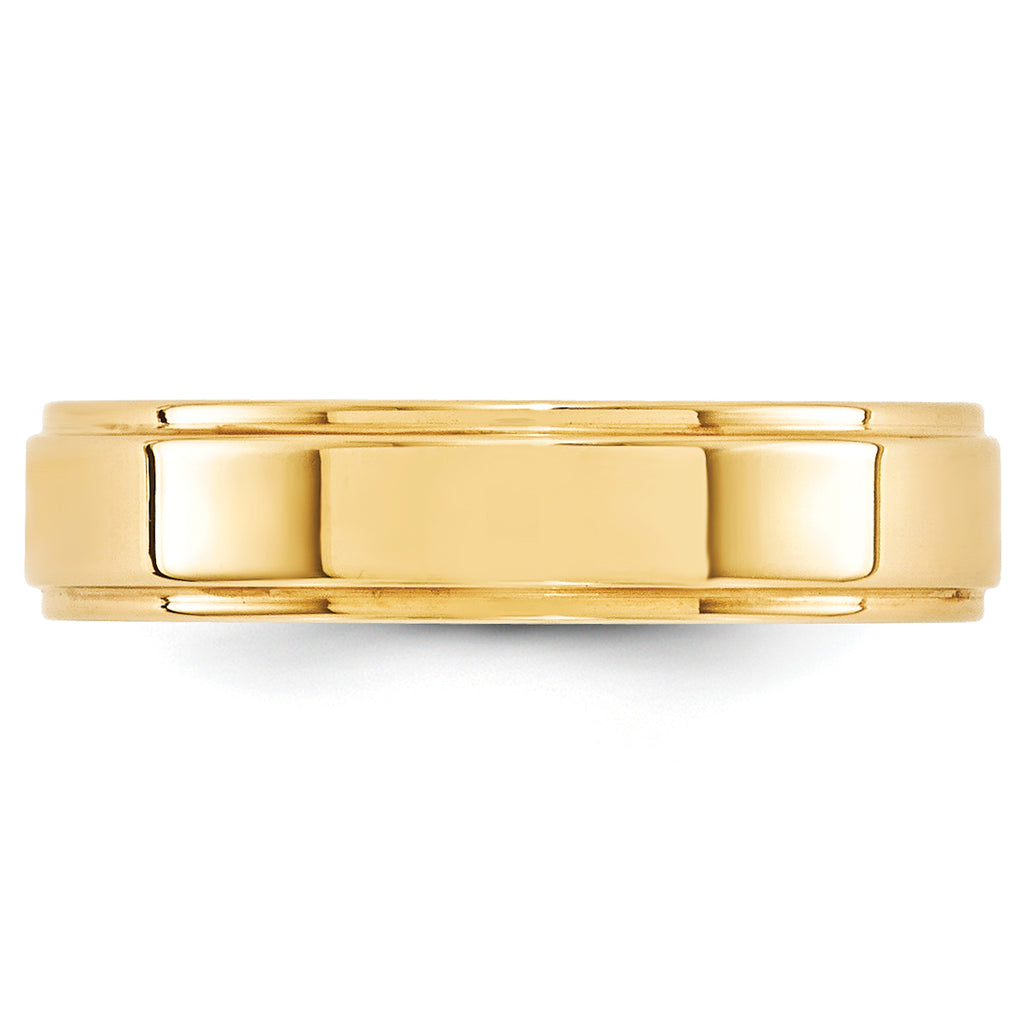 14k Yellow Gold 5mm Flat with Step Edge Wedding Band Size 14