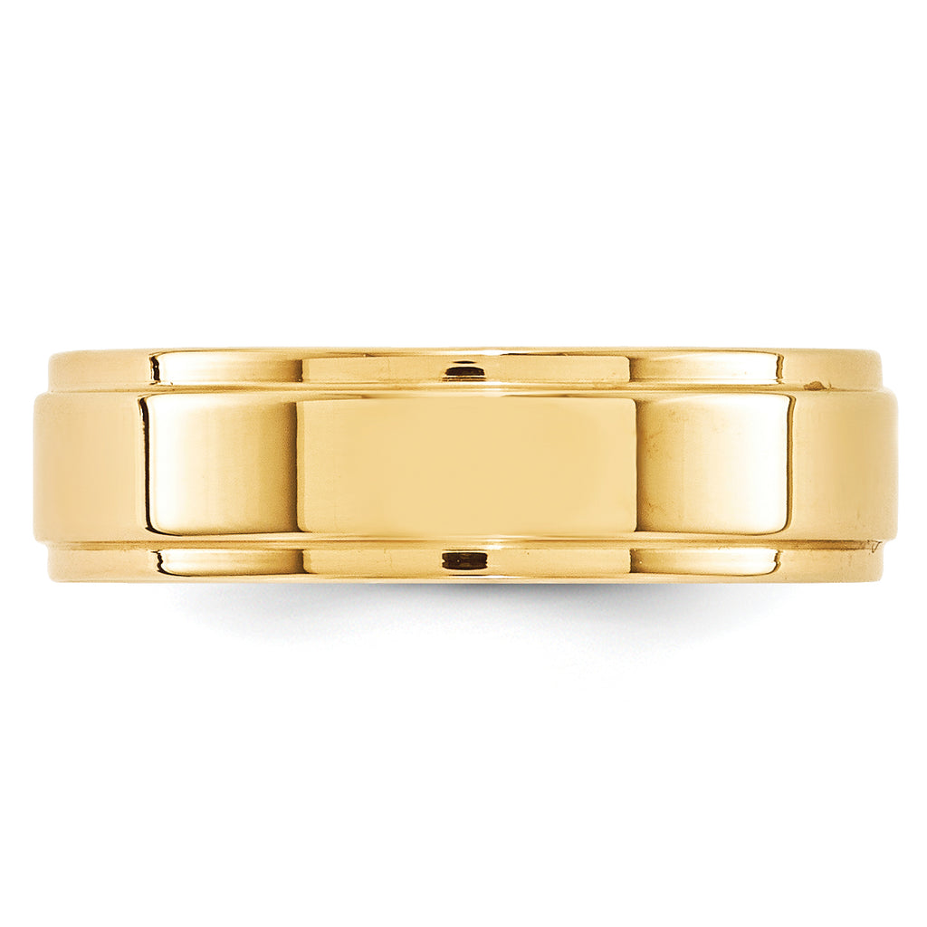 14k Yellow Gold 6mm Flat with Step Edge Wedding Band