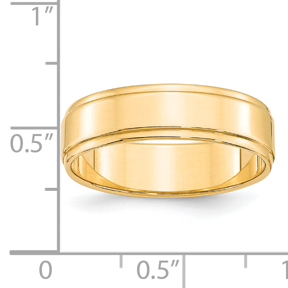 14k Yellow Gold 6mm Flat with Step Edge Wedding Band