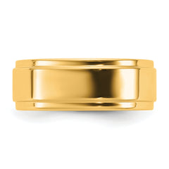 14KY 7mm Flat with Step Edge Band Size 9.5