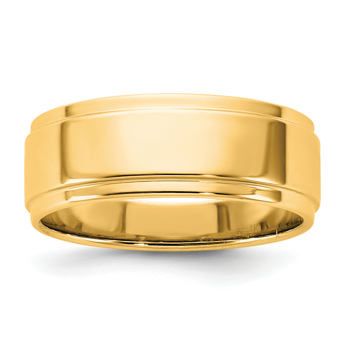 14KY 7mm Flat with Step Edge Band Size 9.5