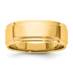 14KY 7mm Flat with Step Edge Band Size 9.5
