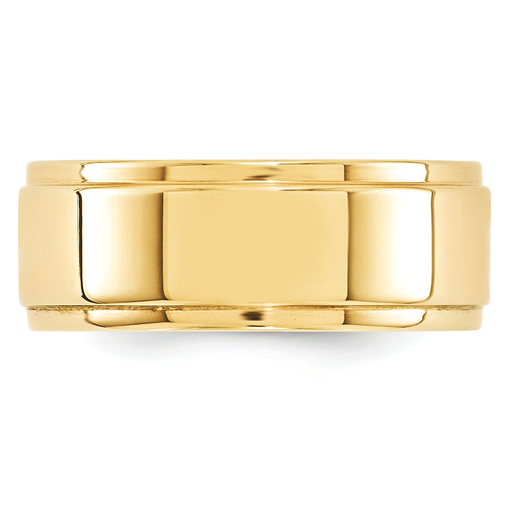 14k Yellow Gold 8mm Flat with Step Edge Wedding Band