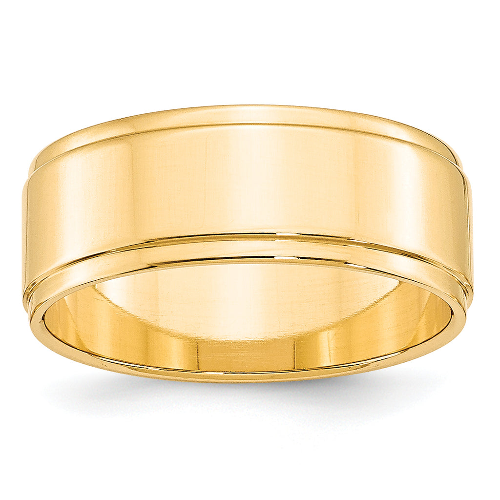 14k Yellow Gold 8mm Flat with Step Edge Wedding Band