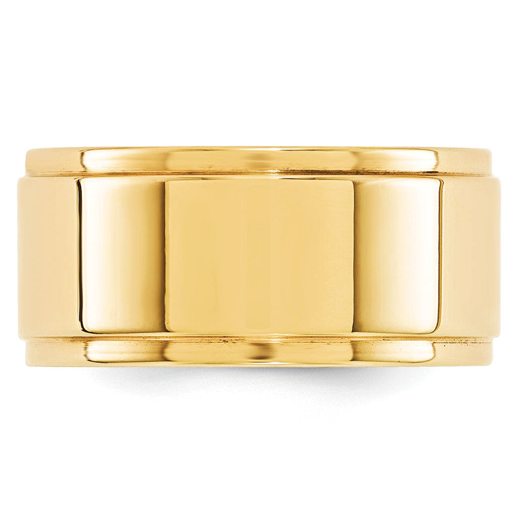 14k Yellow Gold 10mm Flat with Step Edge Wedding Band