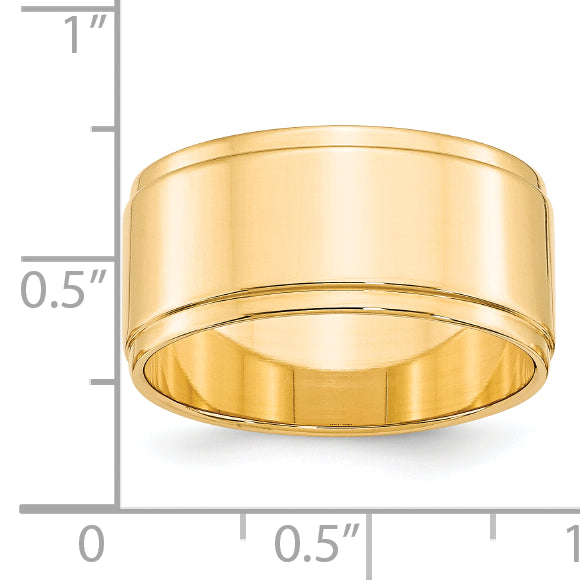 14k Yellow Gold 10mm Flat with Step Edge Wedding Band