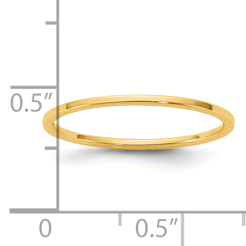 14KY 1mm LTW Flat Band Size 9.5
