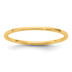 14KY 1mm LTW Flat Band Size 9.5