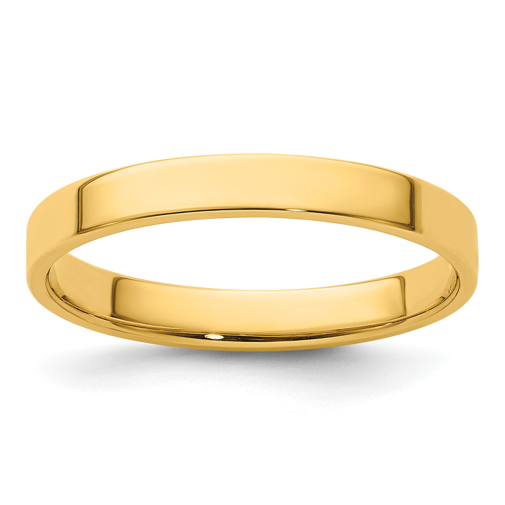 14k Yellow Gold 3mm Lightweight Flat Wedding Band