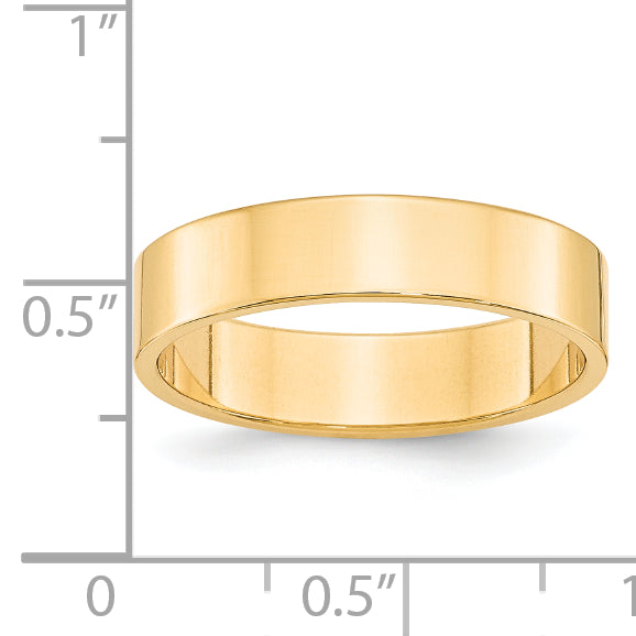 14k Yellow Gold 5mm Lightweight Flat Wedding Band