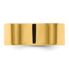 14k Yellow Gold 8mm Lightweight Flat Wedding Band Size 14
