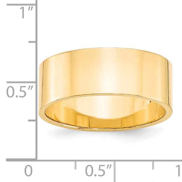 14k Yellow Gold 8mm Lightweight Flat Wedding Band Size 14