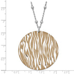 Sterling Silver Chocolate Rhodium Diamond-cut Zebra Circle Beaded w/ 2in ext Necklace