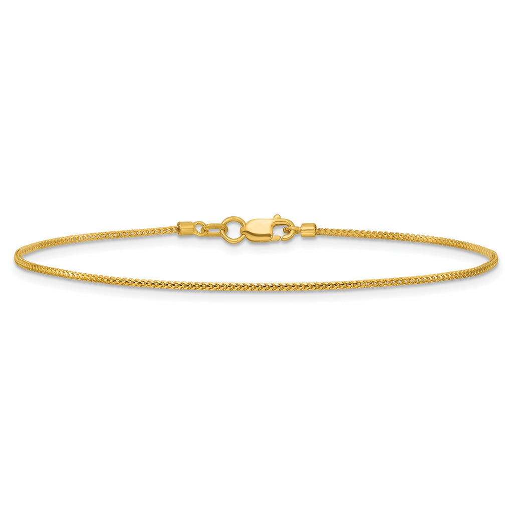 14K Yellow Gold Solid Franco Chain Necklace 0.9mm