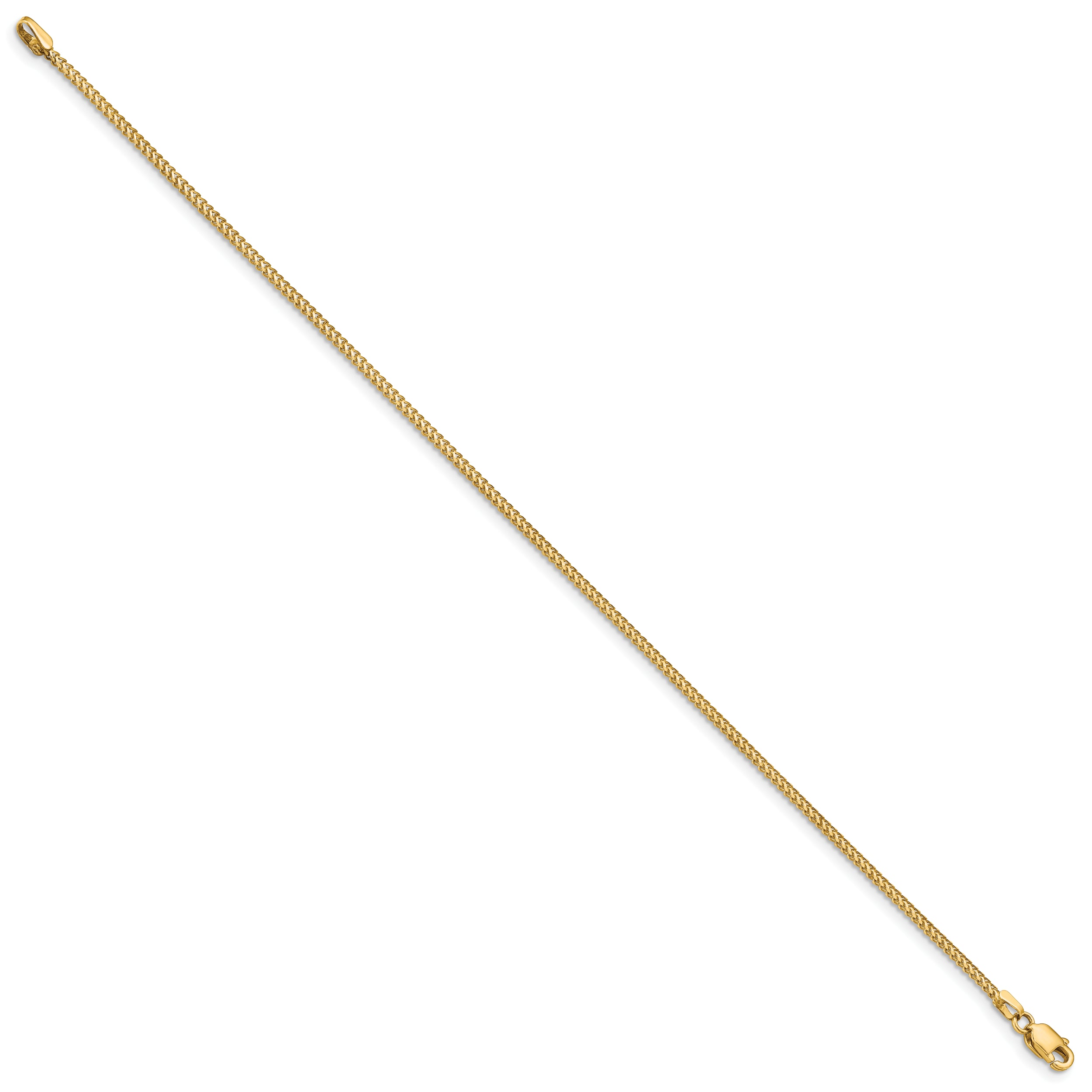 14K 7 inch 1mm Franco with Lobster Clasp Bracelet