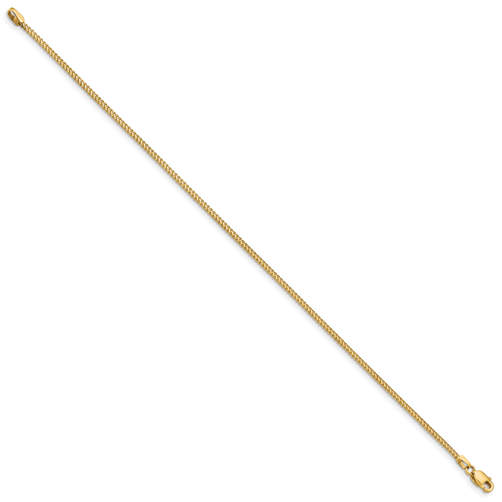 14K 7 inch 1mm Franco with Lobster Clasp Bracelet