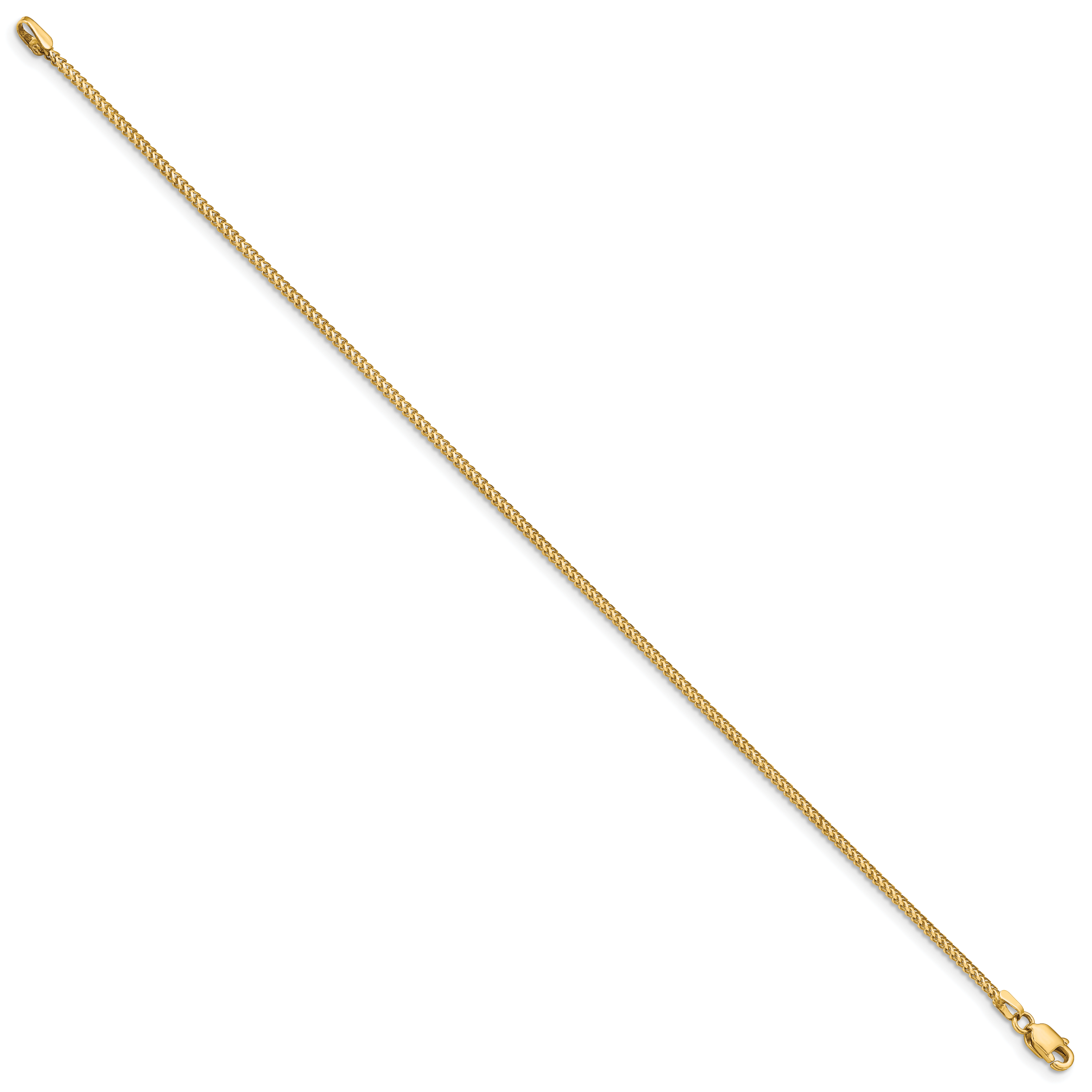 14K 7 inch 1mm Franco with Lobster Clasp Bracelet
