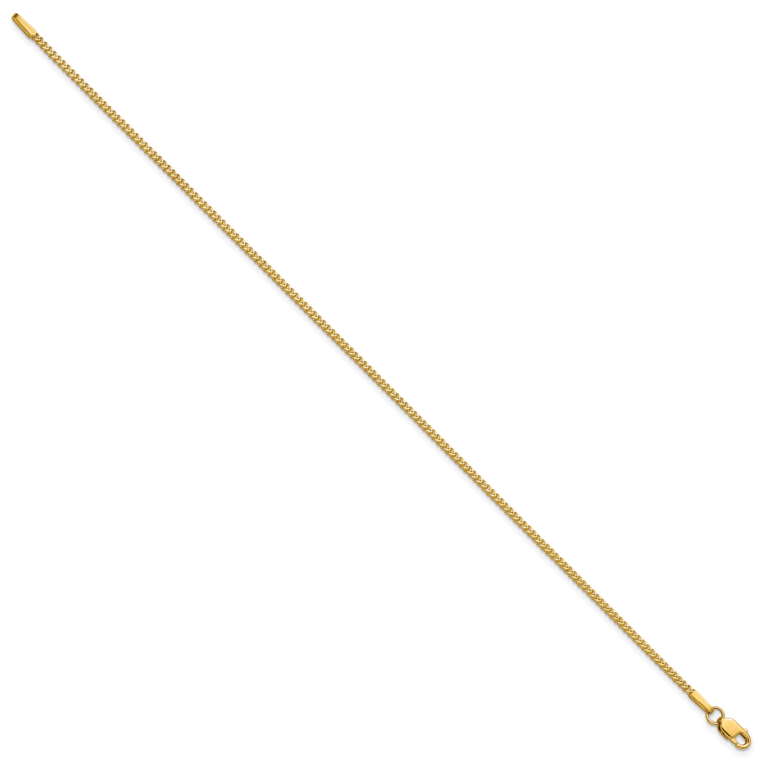 14K 8 inch 1mm Franco with Lobster Clasp Bracelet