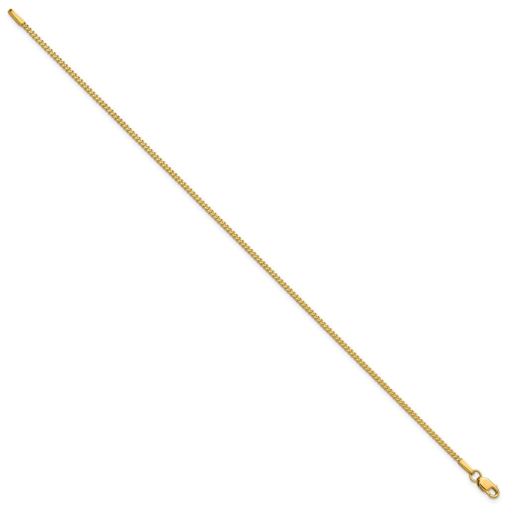 14K 8 inch 1mm Franco with Lobster Clasp Bracelet