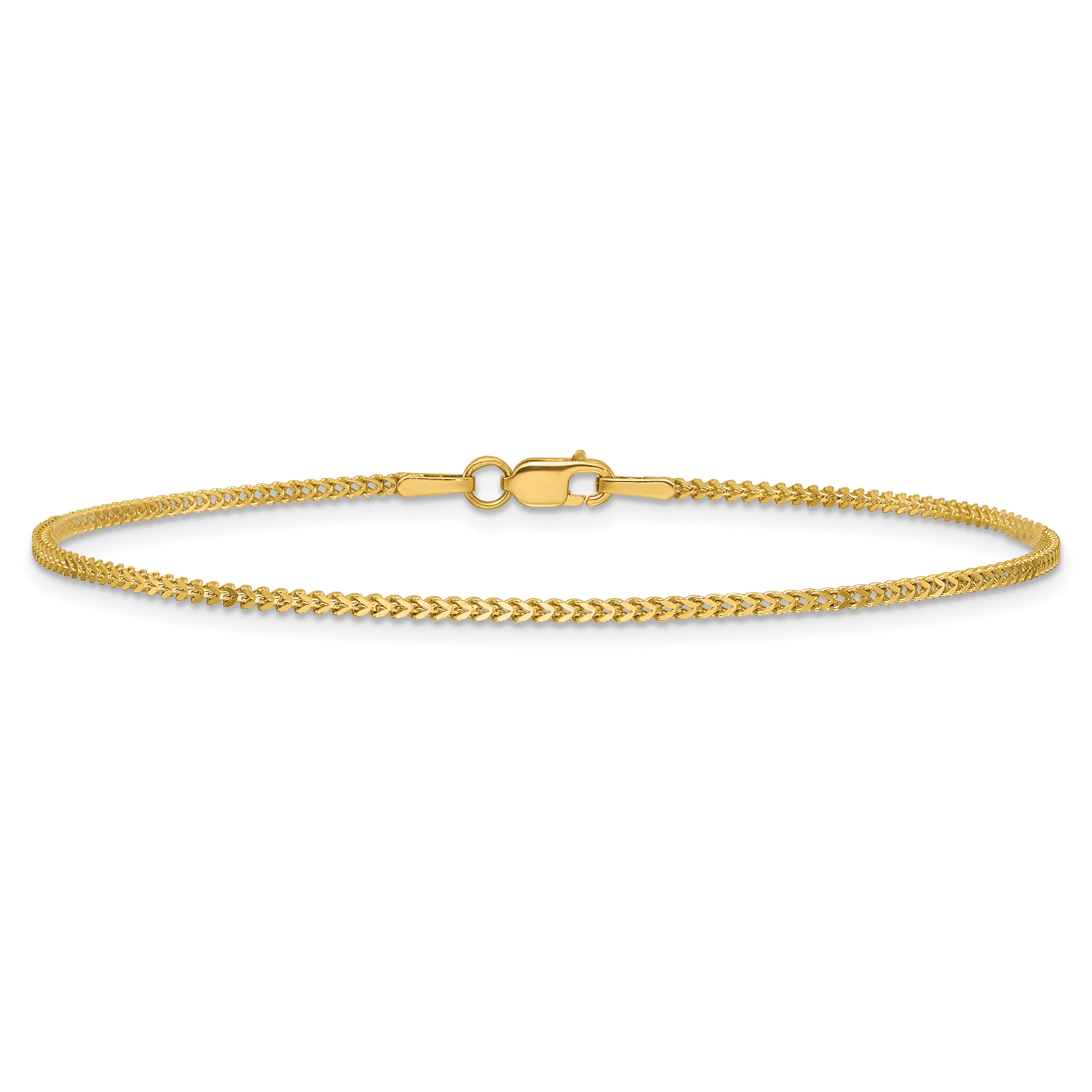 14K 8 inch 1mm Franco with Lobster Clasp Bracelet