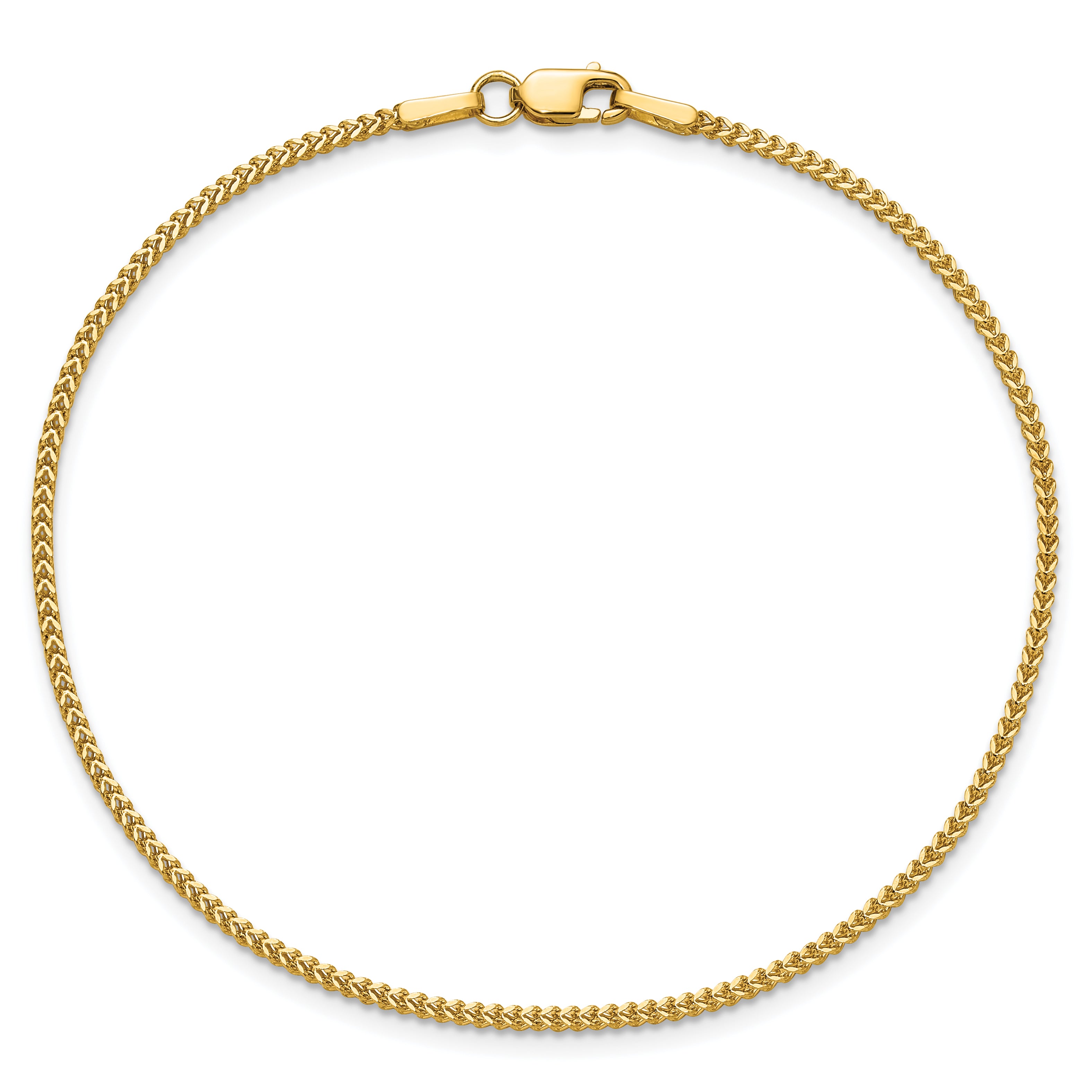 14K 8 inch 1mm Franco with Lobster Clasp Bracelet