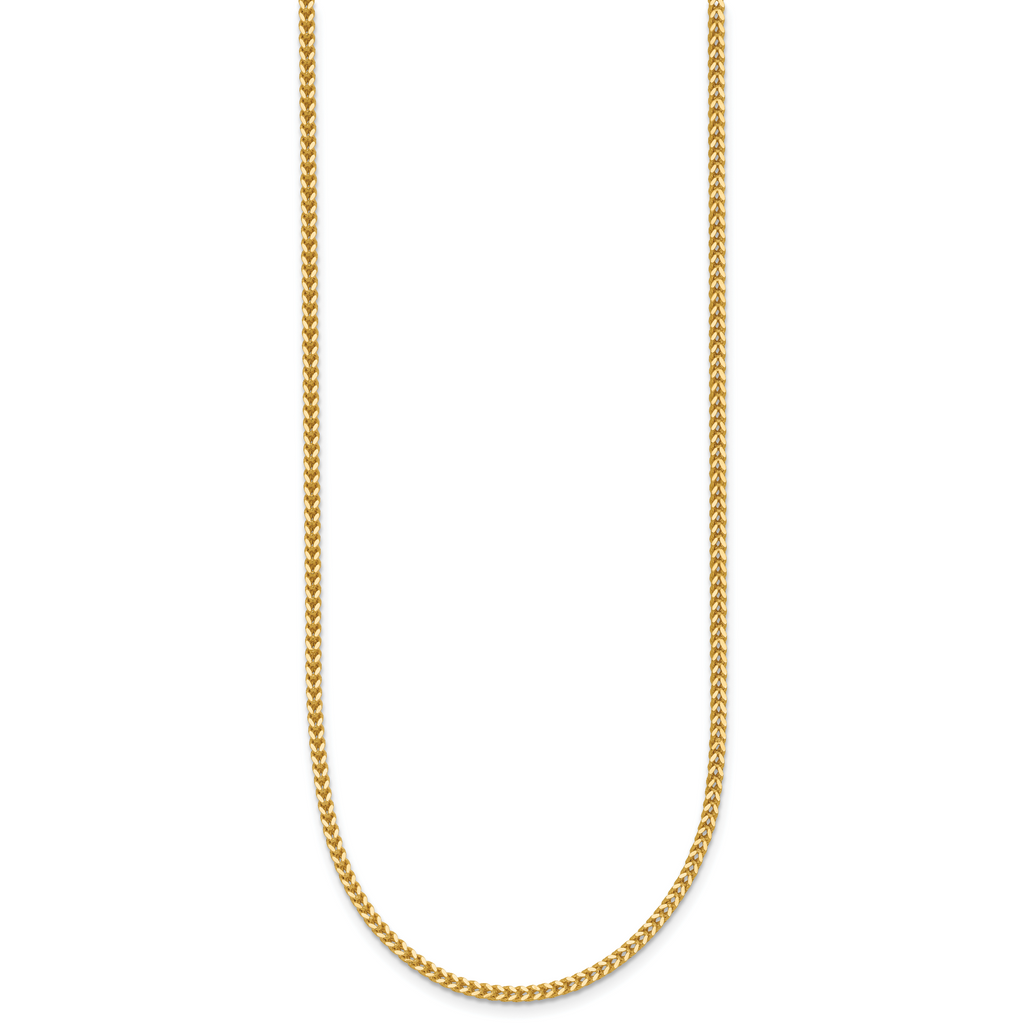 14K Yellow Gold Solid Franco Chain Necklace 1.4mm