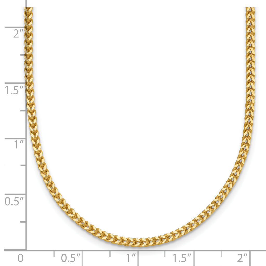 14K Yellow Gold Solid Franco Chain Necklace 1.4mm
