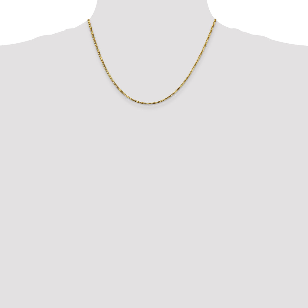 14K Yellow Gold Solid Franco Chain Necklace 1.4mm