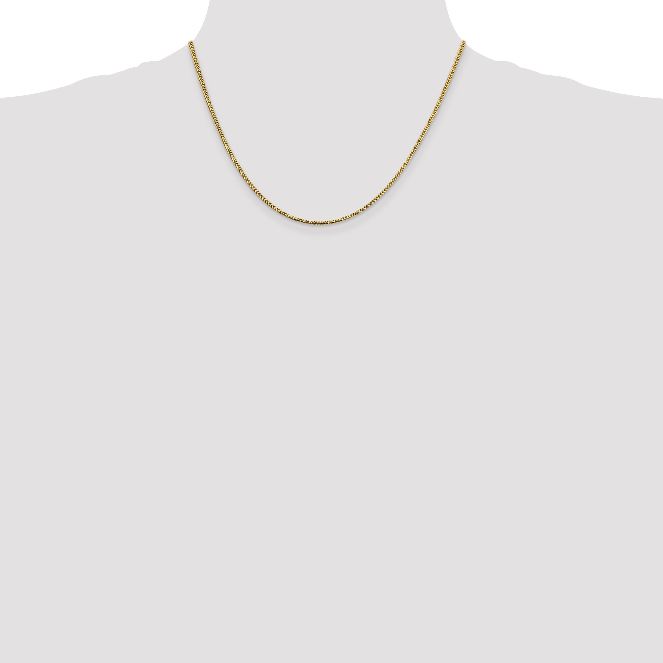 14K Yellow Gold Solid Franco Chain Necklace 1.4mm