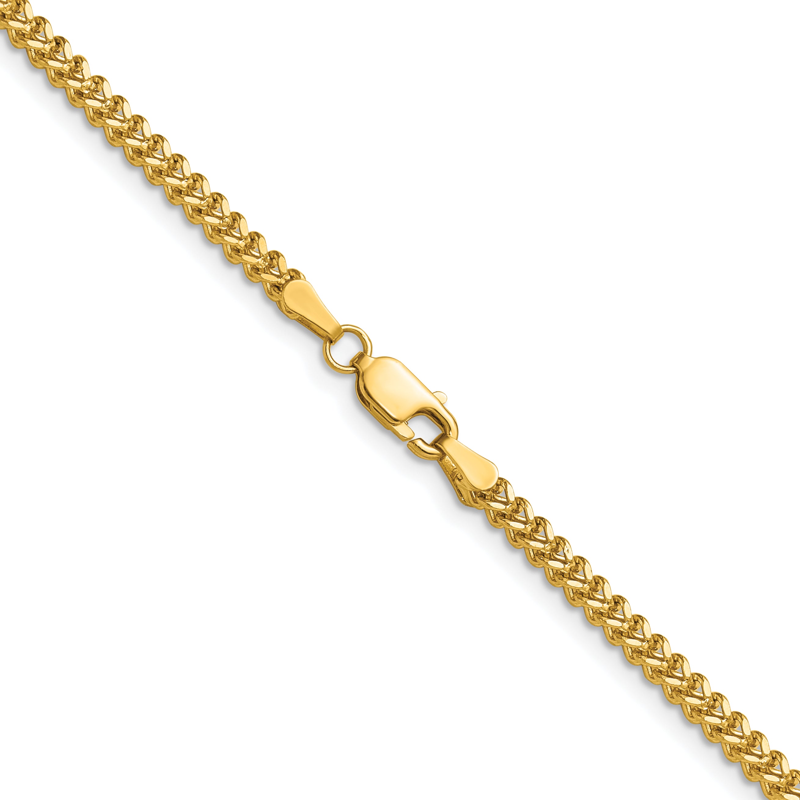 14K Yellow Gold Solid Franco Chain Necklace 2mm