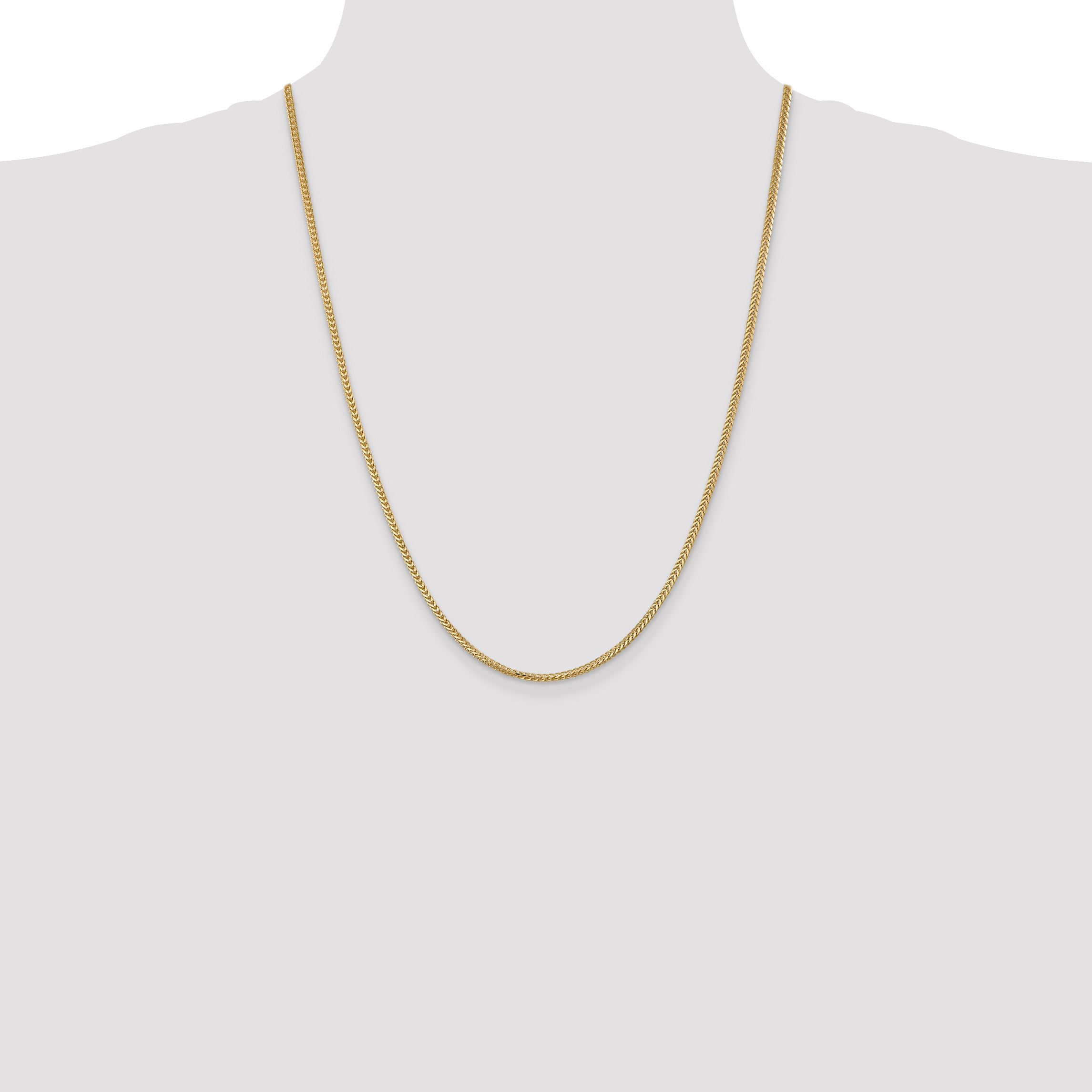 14K Yellow Gold Solid Franco Chain Necklace 2mm