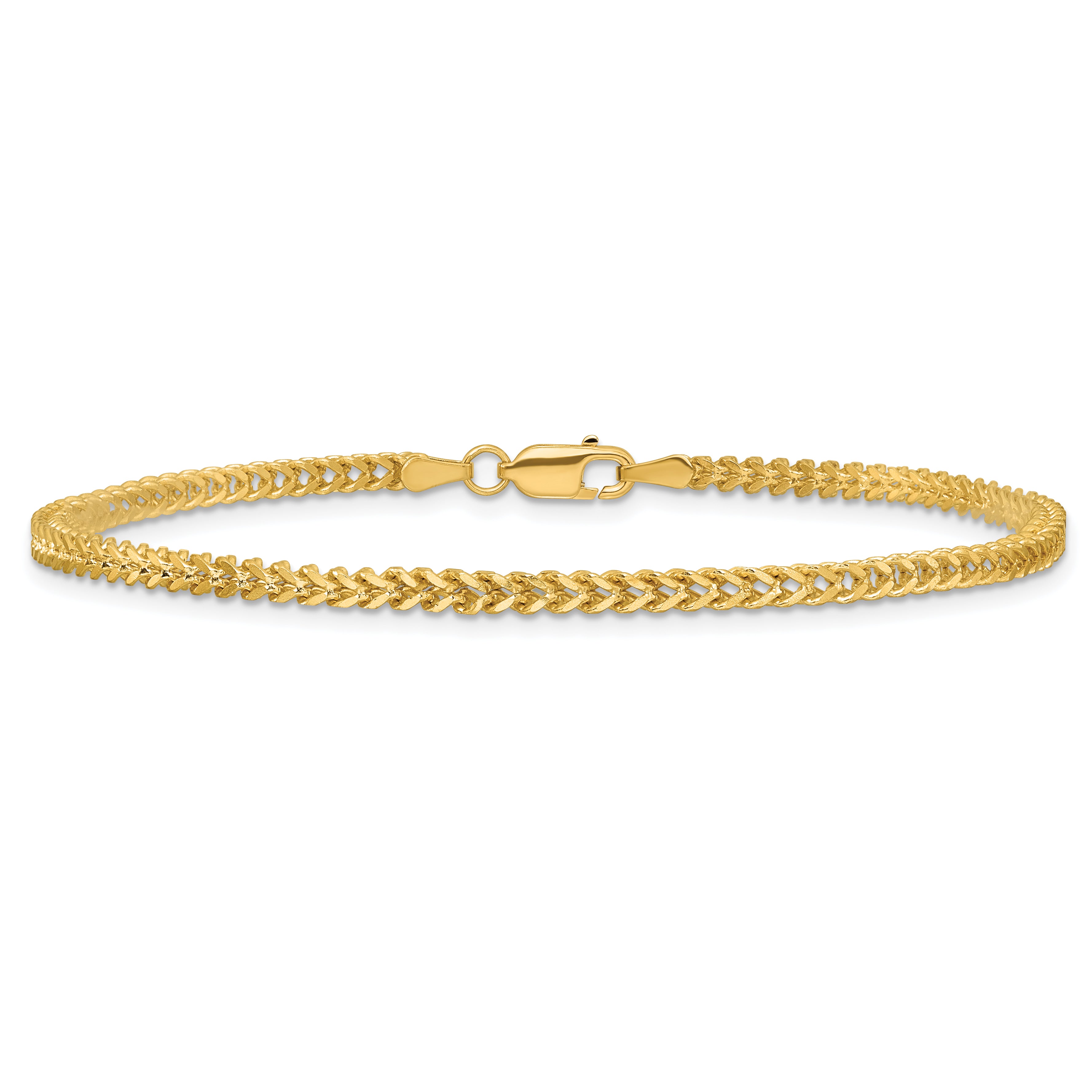 14K 8 inch 2mm Franco with Lobster Clasp Bracelet