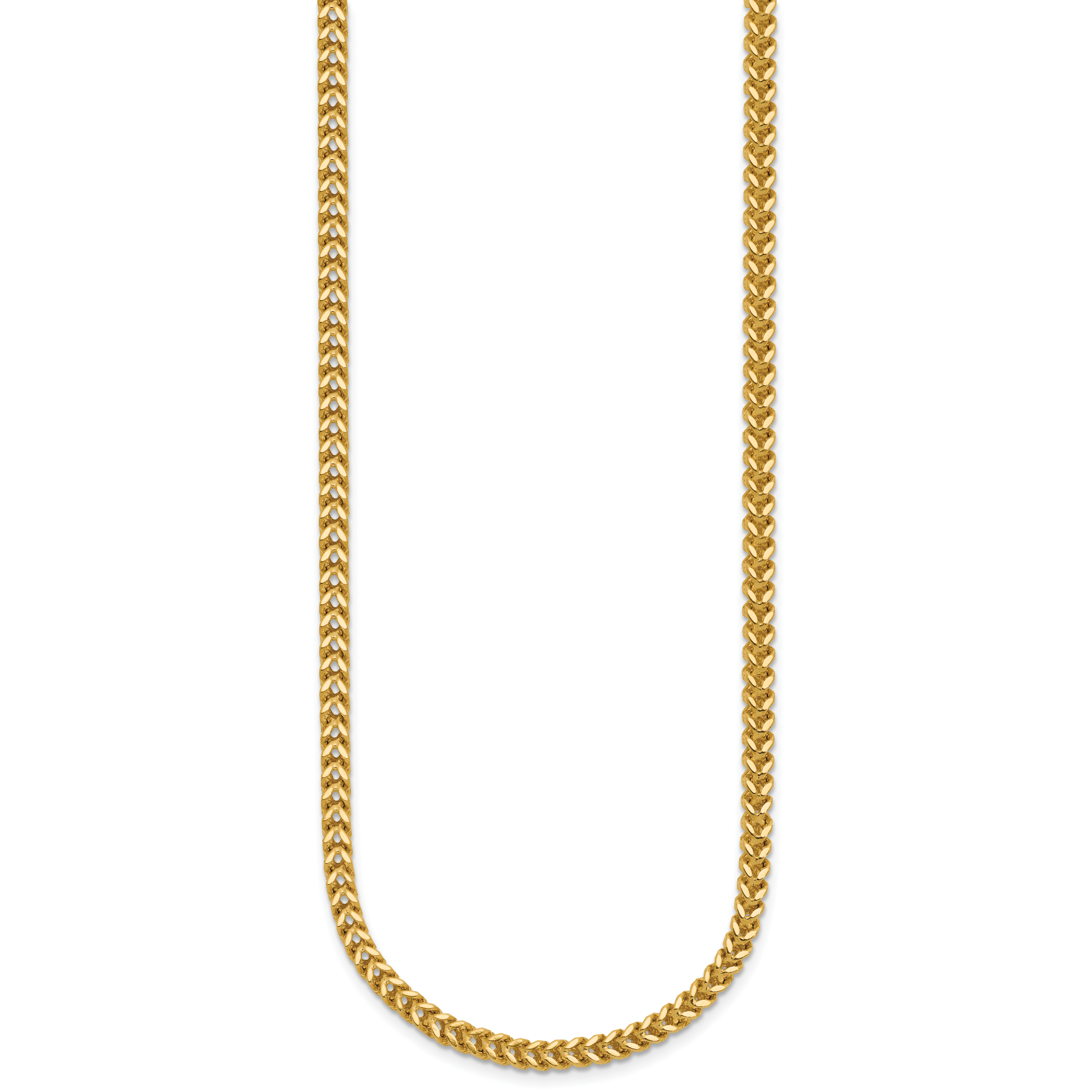 14K Yellow Gold Solid Franco Chain Necklace 2.5mm