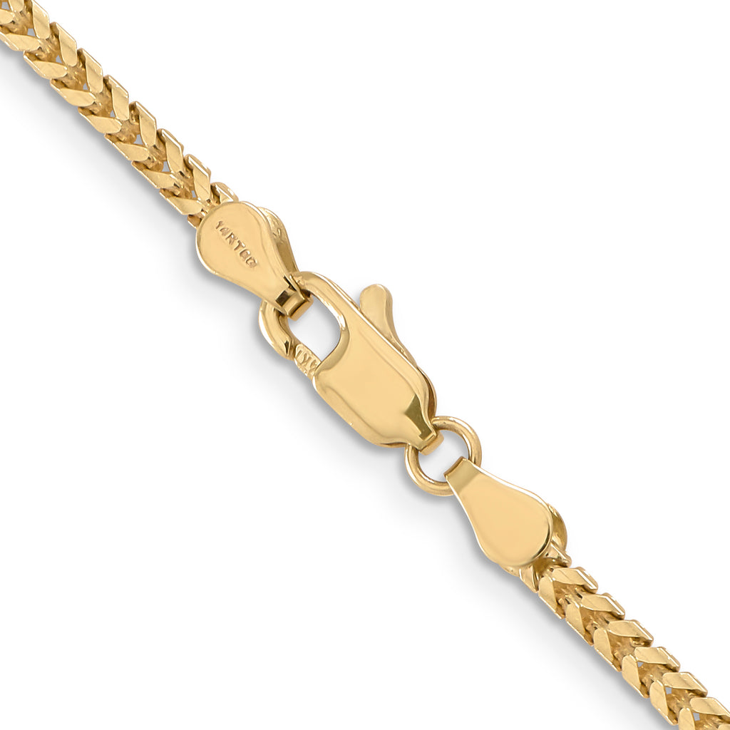 14K Yellow Gold Solid Franco Chain Necklace 2.5mm