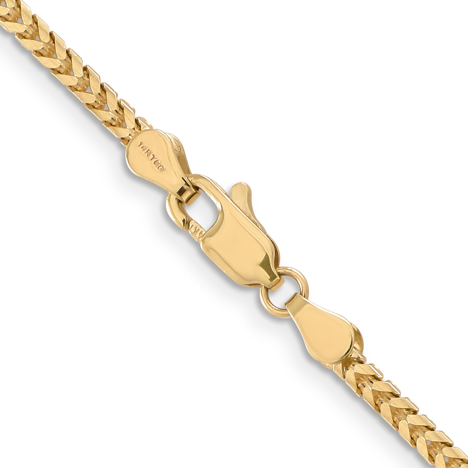 14K Yellow Gold Solid Franco Chain Necklace 2.5mm