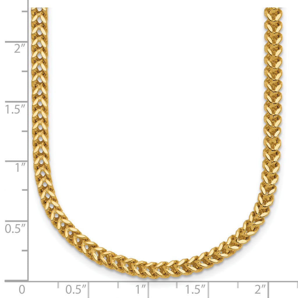 14K Yellow Gold Solid Franco Chain Necklace 2.5mm