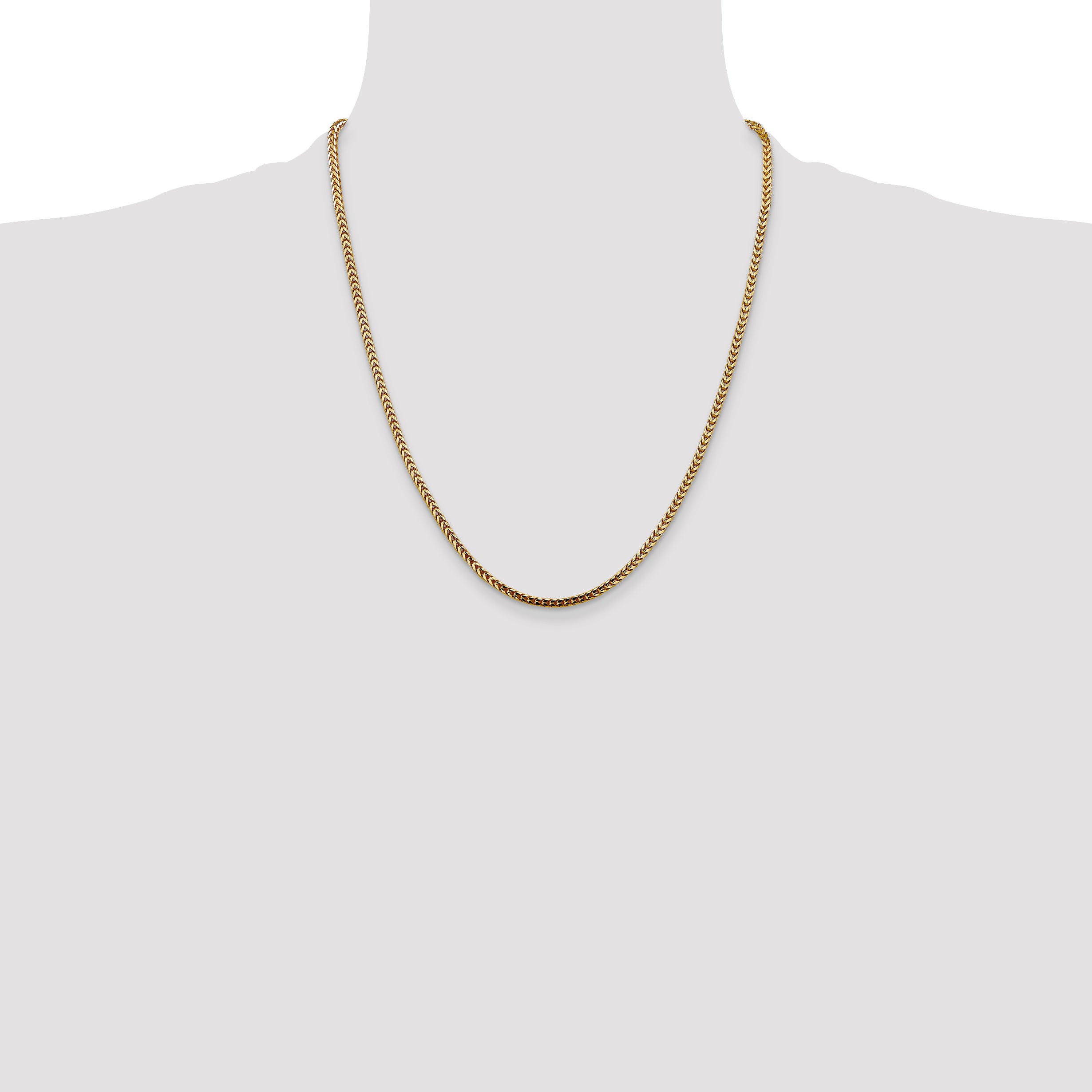 14K Yellow Gold Solid Franco Chain Necklace 2.5mm